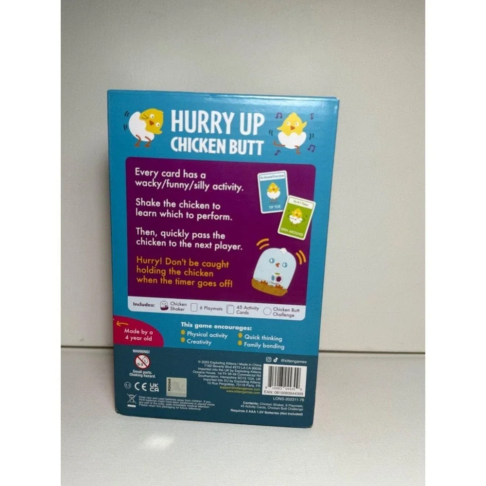 Exploding Kittens Hurry Up Chicken Butt 2-6 Players - Hot Potato Family Fun Game